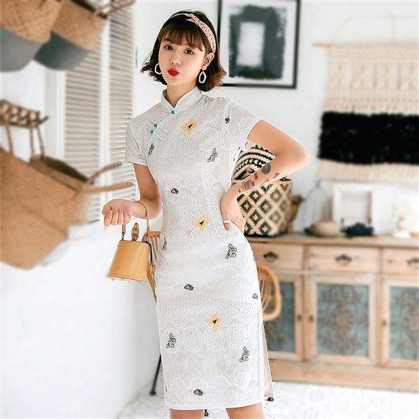 ethnic clothing sheng coco fashion lace qipao pearl buckle cheongsam young style embroidered butterfly chipao women hollow daily slim dress, Red
ethnic clothing sheng coco fashion lace qipao pearl buckle cheongsam young style embroidered butterfly chipao women hollow daily slim dress, Red