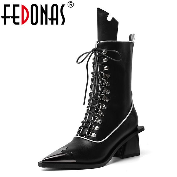 fedonas quality winter motorcycle boots for women genuine leather high heels mid-calf boots pointed toe night club shoes woman, Black
fedonas quality winter motorcycle boots for women genuine leather high heels mid-calf boots pointed toe night club shoes woman, Black