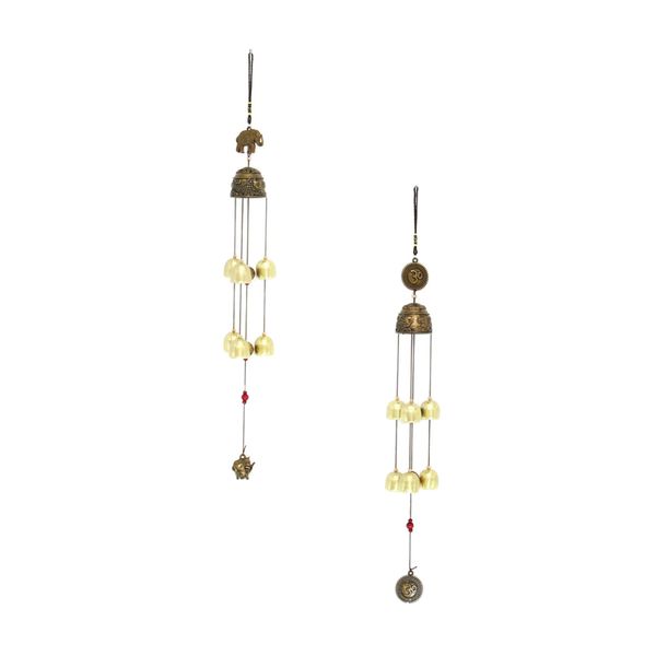 pack of 2 brass cast iron bell wind chime for home garden & car feng shui decor, various styles
pack of 2 brass cast iron bell wind chime for home garden & car feng shui decor, various styles