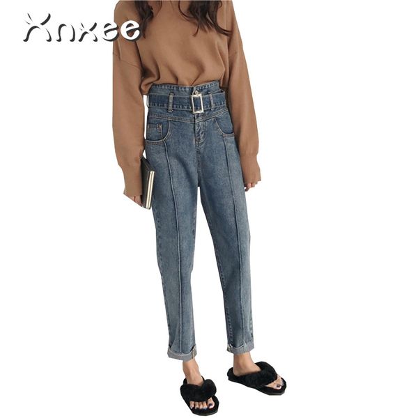 2019 new spring autumn fashion high waist harem pants jeans lace up cuffs vintage pant women slim ankle-length trousers, Blue
2019 new spring autumn fashion high waist harem pants jeans lace up cuffs vintage pant women slim ankle-length trousers, Blue