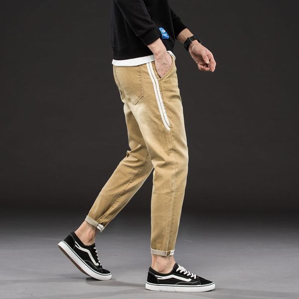 men's jeans 2021 high street fashion men light khaki black wash stripe spliced tapered pants punk style jogger hip hop, Blue
men's jeans 2021 high street fashion men light khaki black wash stripe spliced tapered pants punk style jogger hip hop, Blue