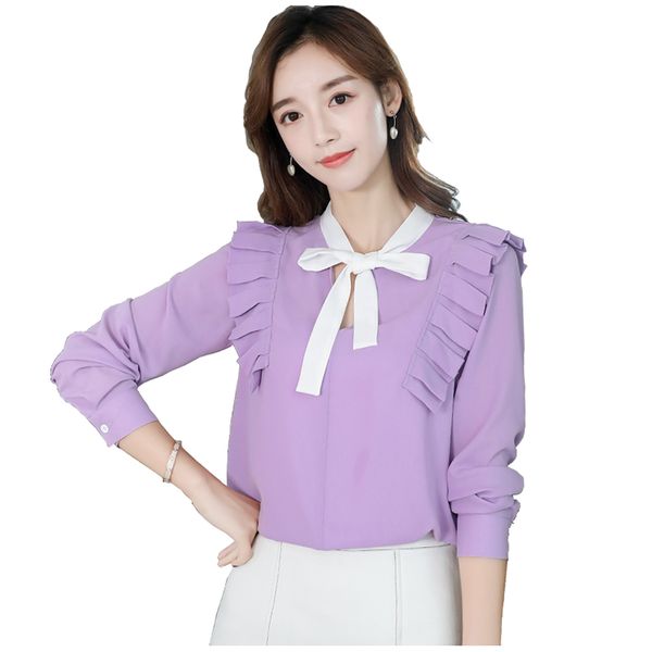 2019 spring office ladies blouse fashion long sleeve lace up ruffles shirts slim female cute plus size blouses blusas, White
2019 spring office ladies blouse fashion long sleeve lace up ruffles shirts slim female cute plus size blouses blusas, White