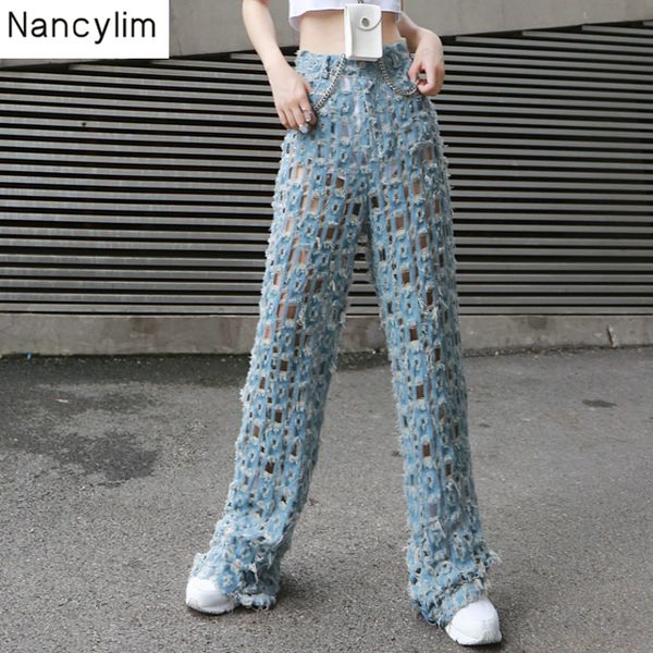 streetwear wide leg pants for women high waist ripped hole denim trousers female fashion clothing summer 2019 jeans nancylim, Blue
streetwear wide leg pants for women high waist ripped hole denim trousers female fashion clothing summer 2019 jeans nancylim, Blue