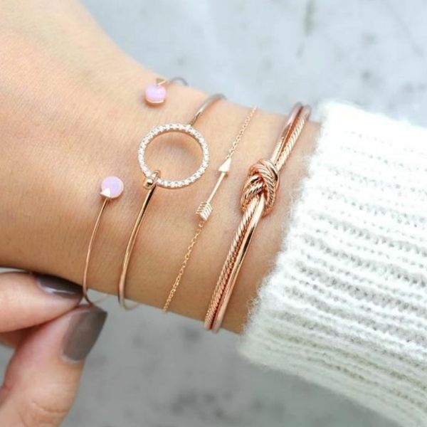 fashion 4 pcs/set arrow multilayer open adjustable bracelet set for women round crystal bangle fashion wedding party jewelry, Black
fashion 4 pcs/set arrow multilayer open adjustable bracelet set for women round crystal bangle fashion wedding party jewelry, Black