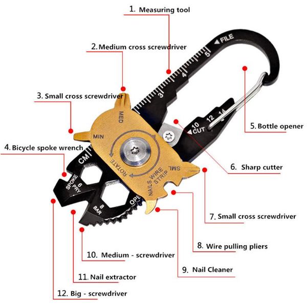 20 in 1 knife kit carabineer screwdriver multifunctional keychain bottle opener survival tool keyring for outdoor sports a343, Silver
20 in 1 knife kit carabineer screwdriver multifunctional keychain bottle opener survival tool keyring for outdoor sports a343, Silver