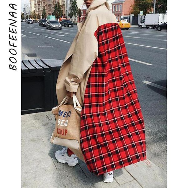 boofeenaa red plaid khaki long trench coat for women clothes fall winter 2019 windbreaker streetwear jackets coats c28-ba05, Tan;black
boofeenaa red plaid khaki long trench coat for women clothes fall winter 2019 windbreaker streetwear jackets coats c28-ba05, Tan;black