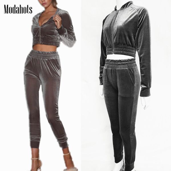 5 colors velvet tracksuit two piece set women pink long sleeve crop and pants suit fashion autumn winter sweatshirt, Gray
5 colors velvet tracksuit two piece set women pink long sleeve crop and pants suit fashion autumn winter sweatshirt, Gray