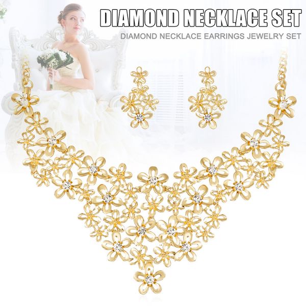 ladies elegant necklace and earrings jewelry set exquisite rhinestone women's necklace earrings wedding jewelry sets, Silver
ladies elegant necklace and earrings jewelry set exquisite rhinestone women's necklace earrings wedding jewelry sets, Silver