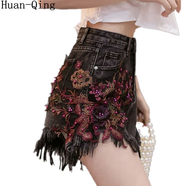 women's shorts 2021 summer high waist black denim fashion loose wide leg sequins embroidery tassel slim short jeans, White;black
women's shorts 2021 summer high waist black denim fashion loose wide leg sequins embroidery tassel slim short jeans, White;black