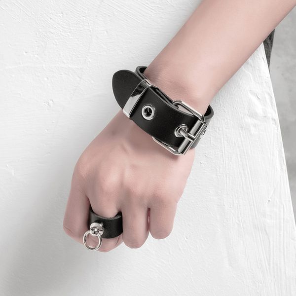 wkoud eam 2020 new metal buckle pu leather bracelet and ring punk temperament accessories female tide pf706, Black
wkoud eam 2020 new metal buckle pu leather bracelet and ring punk temperament accessories female tide pf706, Black