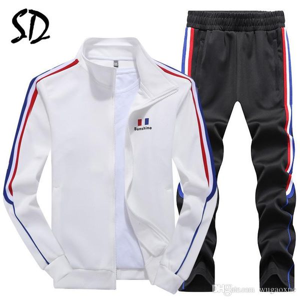 sweatshirt men tracksuit men set contrast stripes sweat new 2019 2pcs jacket+pants suit zipper patchwork casual hoodie sets, Gray
sweatshirt men tracksuit men set contrast stripes sweat new 2019 2pcs jacket+pants suit zipper patchwork casual hoodie sets, Gray