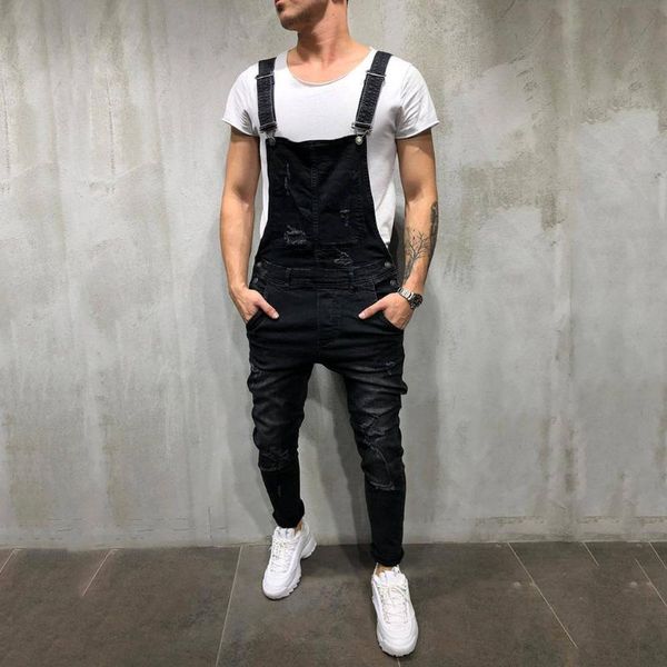 men's pants with straps men's overall casual jumpsuit jeans wash broken pocket trousers suspender pants man classic, Black
men's pants with straps men's overall casual jumpsuit jeans wash broken pocket trousers suspender pants man classic, Black