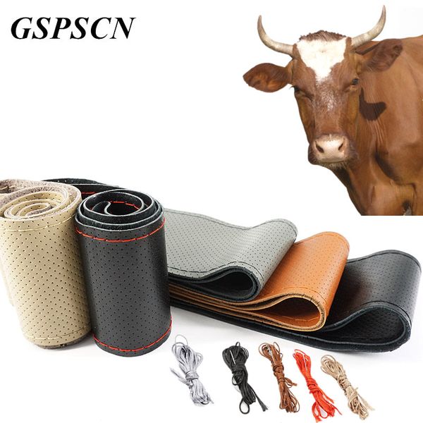 gspscn diy genuine leather car steering wheel cover soft anti slip 100% cowhide braid with needles thread 36 38 40 cm size
gspscn diy genuine leather car steering wheel cover soft anti slip 100% cowhide braid with needles thread 36 38 40 cm size