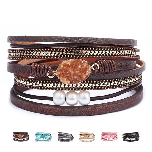 fashion bohemian multilayer leather bracelets magnetic buckle bracelet jewelry girl lady handmade pearl rhinestone wrap bracelet, Golden;silver
fashion bohemian multilayer leather bracelets magnetic buckle bracelet jewelry girl lady handmade pearl rhinestone wrap bracelet, Golden;silver
