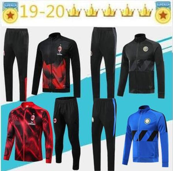 2020 ac centenary classics milan tracksuit survetement jacket set 19 20 21 tuta milan full zipper soccer jacket milan tracksuit, Black