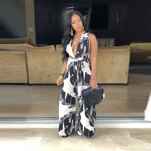 leaf printed sleeveless tank v-neck jumpsuits summer streetwear women sashes empire loose wide leg long rompers szty7040, Black;white
leaf printed sleeveless tank v-neck jumpsuits summer streetwear women sashes empire loose wide leg long rompers szty7040, Black;white