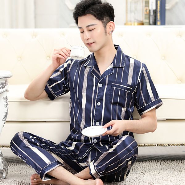 upscale soft fabric straight stripes sleeping silk pajama set male 2020 autumn new silky ice silk sleepwear man long short-sleeve fashion, Black;brown
upscale soft fabric straight stripes sleeping silk pajama set male 2020 autumn new silky ice silk sleepwear man long short-sleeve fashion, Black;brown