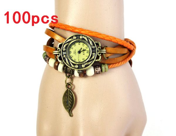 100pcs otoky fashion leather bracelet watch women casual dress vintage leaf beads wristwatch luxury quartz women watch a30, Slivery;brown
100pcs otoky fashion leather bracelet watch women casual dress vintage leaf beads wristwatch luxury quartz women watch a30, Slivery;brown