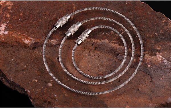 edc keychain tag rope stainless steel wire cable loop screw lock gadget ring key keyring circle camp hanging tool, Silver
edc keychain tag rope stainless steel wire cable loop screw lock gadget ring key keyring circle camp hanging tool, Silver