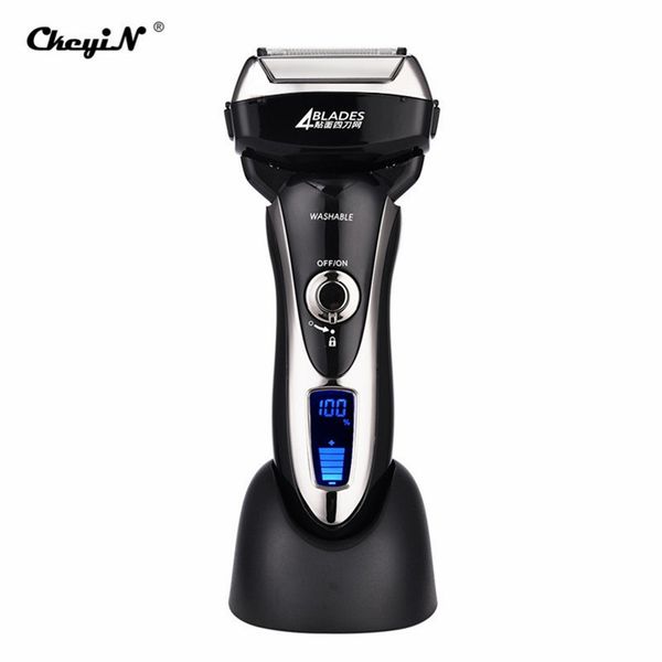 

4 blade electric shaver waterproof reciprocating shaver razor cordless facial hair beard remover lcd display travel shavers 40