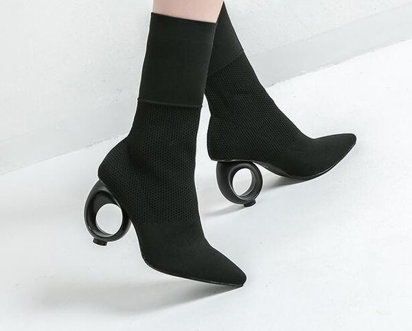 2019 autumn & winter new european and american boots high-heeled boots children's wild knit in the tube elastic boots pointed toe, Black
2019 autumn & winter new european and american boots high-heeled boots children's wild knit in the tube elastic boots pointed toe, Black