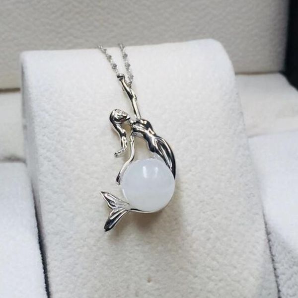 natural 925 sterling silver hetian white jade inlay sea-maid pendant necklace lucky amulet necklace with chain for men women
natural 925 sterling silver hetian white jade inlay sea-maid pendant necklace lucky amulet necklace with chain for men women