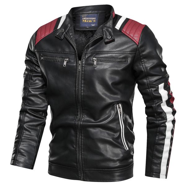 men faux leather jacket men's stand collar coat spring autumn casual slim patchwork pu jacket male moto biker coats outerwear, Black
men faux leather jacket men's stand collar coat spring autumn casual slim patchwork pu jacket male moto biker coats outerwear, Black