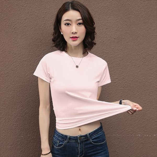 round collar short sleeve type t- female 2019 basic t- base shirt slim casual shirt female, White
round collar short sleeve type t- female 2019 basic t- base shirt slim casual shirt female, White