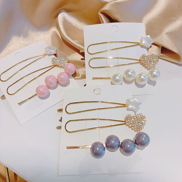 3pcs korean solid pearl rhinestones hair clips for women girls star heart hair barrette fashion hairpins accessories, Golden;white
3pcs korean solid pearl rhinestones hair clips for women girls star heart hair barrette fashion hairpins accessories, Golden;white