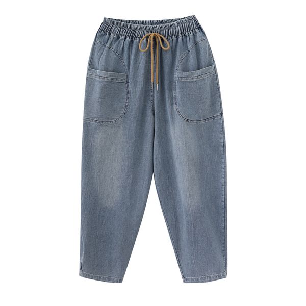 light blue with embroidery harlan elastic waist big yards long leisure trousers
light blue with embroidery harlan elastic waist big yards long leisure trousers