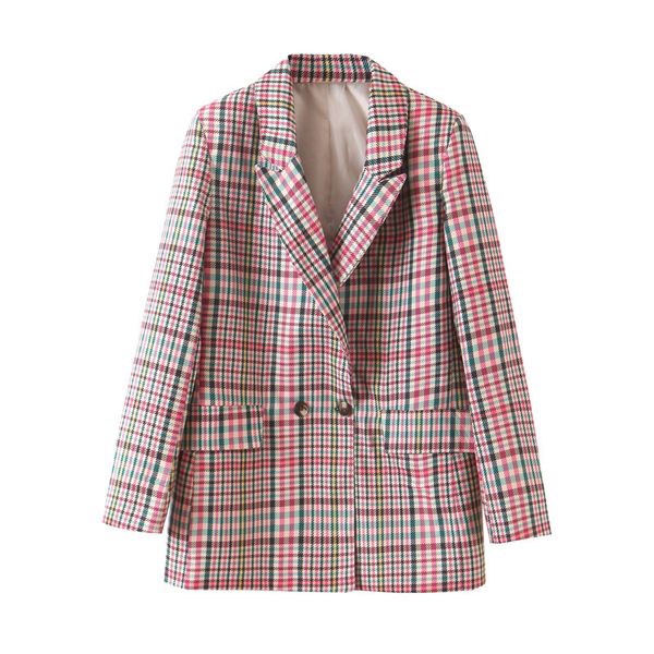 women chic plaid blazer pockets double breasted long sleeve office wear coat female casual retro outerwear, White;black
women chic plaid blazer pockets double breasted long sleeve office wear coat female casual retro outerwear, White;black
