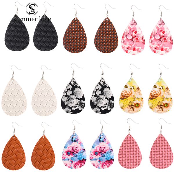 printing pu leather teardrop dangle earring for women bohemian sliver plating hook drop earring fashion statement jewelry gift, Silver
printing pu leather teardrop dangle earring for women bohemian sliver plating hook drop earring fashion statement jewelry gift, Silver
