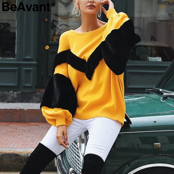 beavant patchwork faux fur oversize sweater women lantern sleeve loose winter sweater autumn knitted pull femme jumper, White;black
beavant patchwork faux fur oversize sweater women lantern sleeve loose winter sweater autumn knitted pull femme jumper, White;black