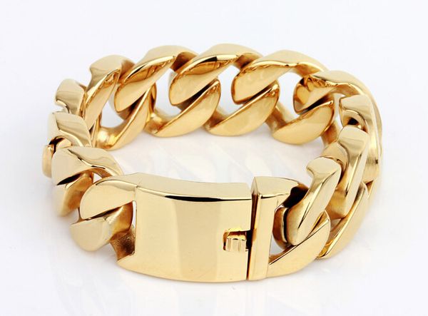 punk mens biker bracelet heavy gold color chain 316l stainless steel curb cuban link wholesale fashion jewelry gift 20mm, Black
punk mens biker bracelet heavy gold color chain 316l stainless steel curb cuban link wholesale fashion jewelry gift 20mm, Black