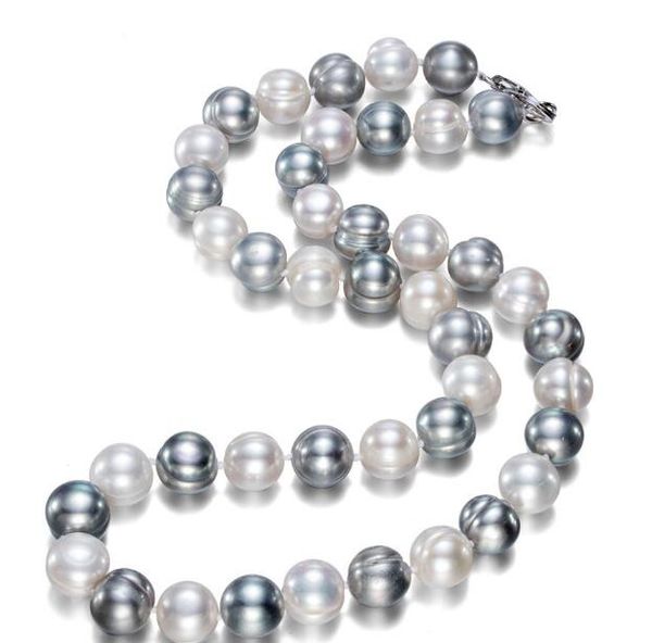 new fine pearl jewelry 11-12 mm natural baroque south sea white gray pearl necklace 18 inches, Silver
new fine pearl jewelry 11-12 mm natural baroque south sea white gray pearl necklace 18 inches, Silver