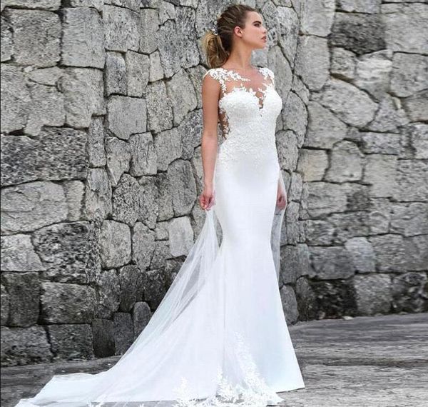 beach lace bohemian mermaid wedding dresses sheer tulle illusion see through sleeveless backless bridal gowns vestidos de novia 2020, White
beach lace bohemian mermaid wedding dresses sheer tulle illusion see through sleeveless backless bridal gowns vestidos de novia 2020, White