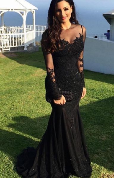 lace appliques evening dresses arabic jewel neck illusion crystal beaded black mermaid long sleeves formal party prom gowns, Black;red
lace appliques evening dresses arabic jewel neck illusion crystal beaded black mermaid long sleeves formal party prom gowns, Black;red