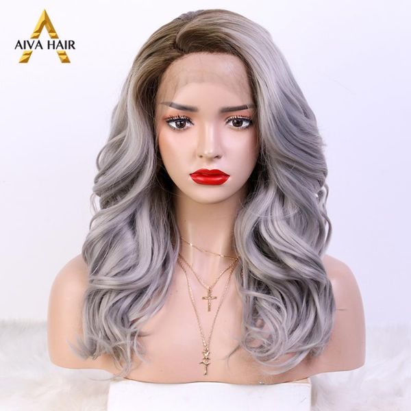 aiva hair omber gray wig high density synthetic lace front wig wave 180% density high temperature fiber wigs for women, Black
aiva hair omber gray wig high density synthetic lace front wig wave 180% density high temperature fiber wigs for women, Black
