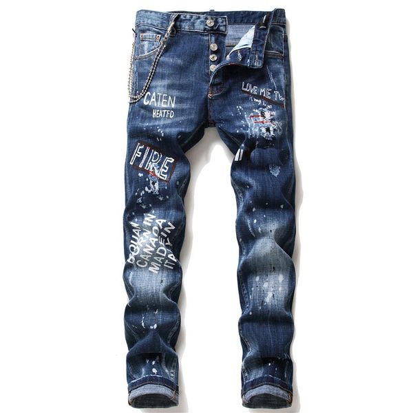 уникальные мужские печатные slim fit джинсы модные дизайнерские буквы каракули тощие промытые потертые мотоциклетные джинсовые брюки хип хоп, Blue
уникальные мужские печатные slim fit джинсы модные дизайнерские буквы каракули тощие промытые потертые мотоциклетные джинсовые брюки хип хоп, Blue