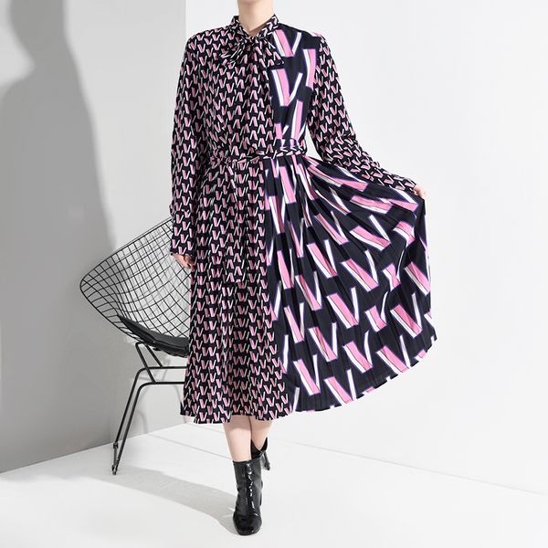 women pattern print midi dress for women new bow collar neck long sleeve loose fit fashion tide spring autumn, Black;gray
women pattern print midi dress for women new bow collar neck long sleeve loose fit fashion tide spring autumn, Black;gray