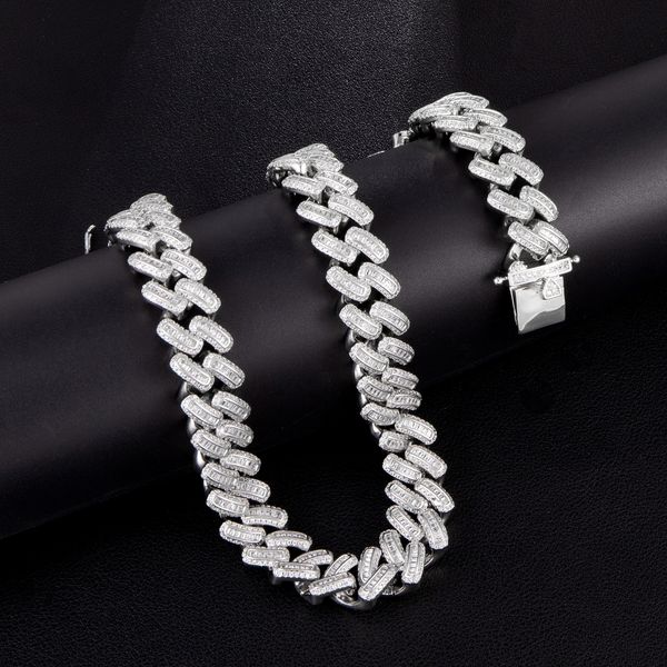 cuban link chain 15mm iced out hip hip bling chains jewelry men gold luxury designer diamond necklace mens hiphop rapper fashion accessories, Silver
