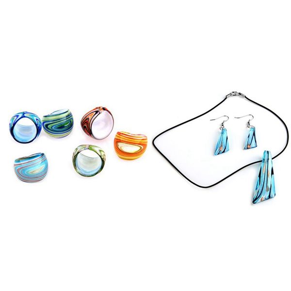 1 set of glass murano pendant necklace earrings & 6 x lampwork glass band rings 17-19mm multi colors hot
1 set of glass murano pendant necklace earrings & 6 x lampwork glass band rings 17-19mm multi colors hot