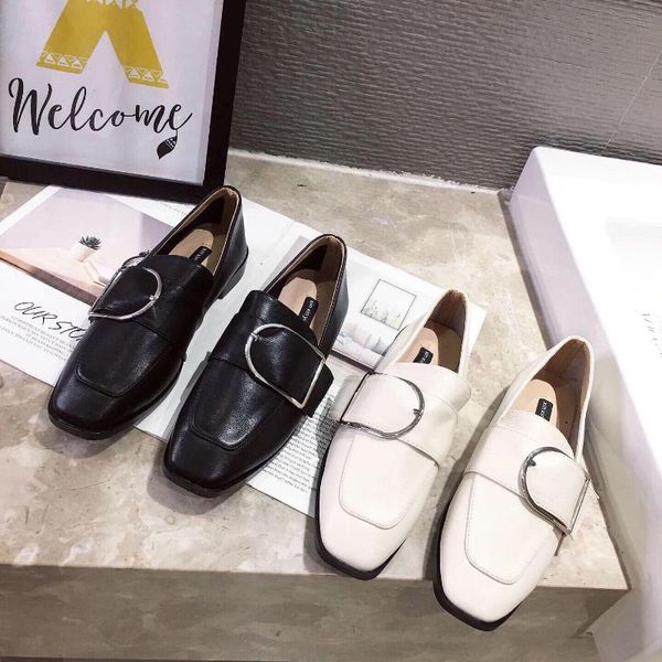 women casual leather shoes low heels pump slip on square toe pump metal buckle shallow slides black beige zapatos de mujer
women casual leather shoes low heels pump slip on square toe pump metal buckle shallow slides black beige zapatos de mujer