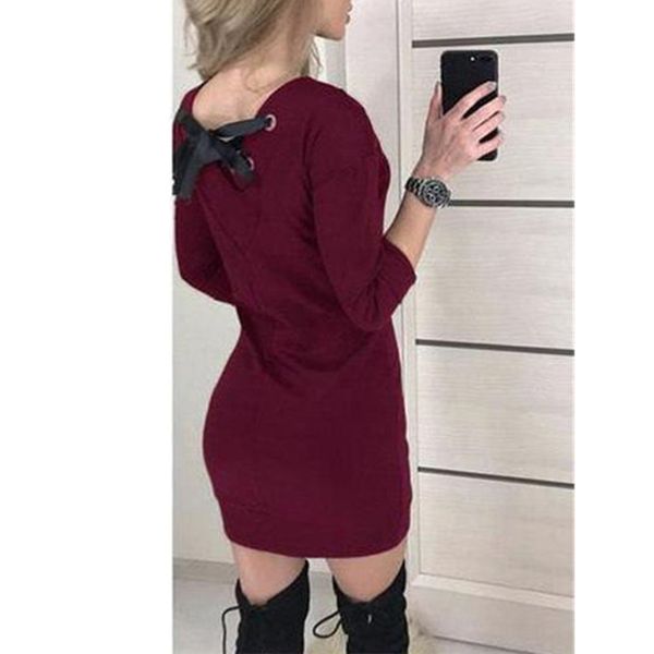 casual dresses women sheath party mini dress backless bow long sleeve o neck solid fashion 2021 spring femme bodycon sj1418v, Black;gray
casual dresses women sheath party mini dress backless bow long sleeve o neck solid fashion 2021 spring femme bodycon sj1418v, Black;gray