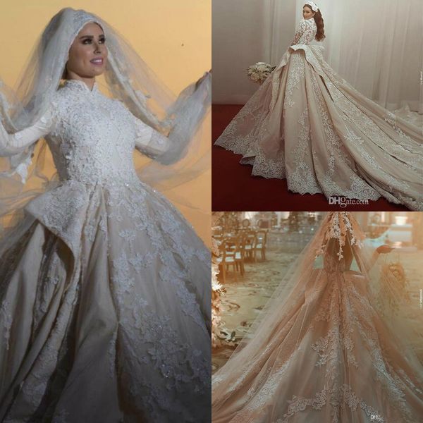 luxury gorgeous saudi arabia muslim wedding dresses long sleeve bridal gowns high neck lace appliqued beads vestido de novia wedding dress, White
luxury gorgeous saudi arabia muslim wedding dresses long sleeve bridal gowns high neck lace appliqued beads vestido de novia wedding dress, White