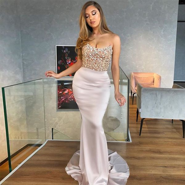 party dresses fashion pale pinkish grey sparkle rhinestone beading strapless mermaid court train satin evening dress, White;black
party dresses fashion pale pinkish grey sparkle rhinestone beading strapless mermaid court train satin evening dress, White;black