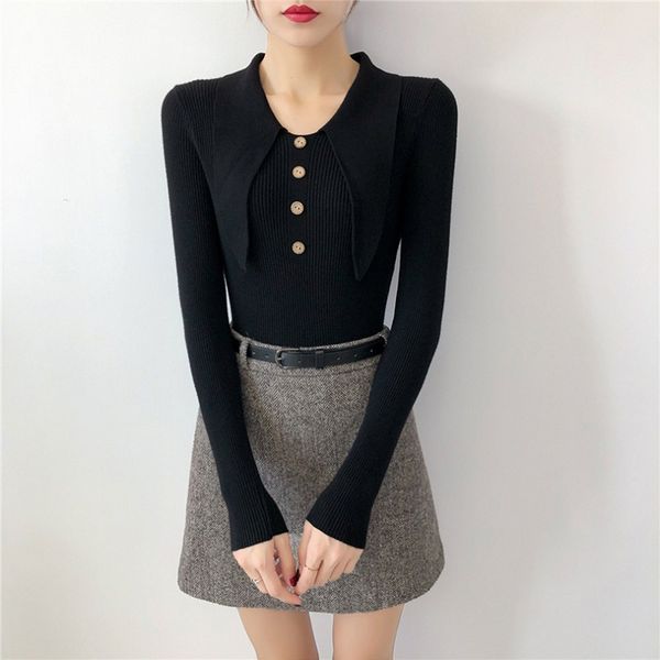 autumn winter new lapel long-sleeved sweater fashion slim solid color women knit pullover, White;black
autumn winter new lapel long-sleeved sweater fashion slim solid color women knit pullover, White;black