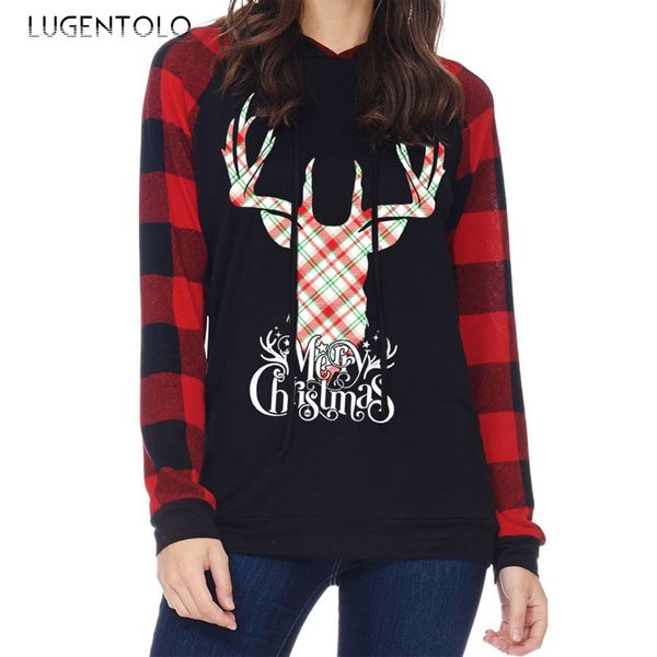 lugentolo hoodie women new elk print christmas letter long sleeve thin section v-neck casual plaid splice street hoodies, Black
lugentolo hoodie women new elk print christmas letter long sleeve thin section v-neck casual plaid splice street hoodies, Black