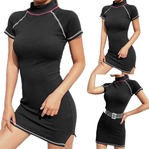 women's short sleeve mini dress ladies summer casual holiday beach party dress, Black;gray
women's short sleeve mini dress ladies summer casual holiday beach party dress, Black;gray