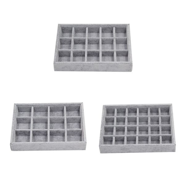 set of 3 12/15/24 girds velvet jewelry tray earrings organizer 20x15x3cm new, Black;white
set of 3 12/15/24 girds velvet jewelry tray earrings organizer 20x15x3cm new, Black;white